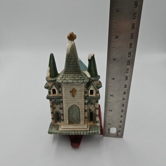 Vintage Christmas Ceramic Village CHURCH -‎ Holiday Stocking Holder - Picture 2 of 6